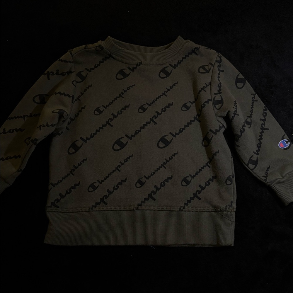 Champion Dark Olive Logo Crewneck